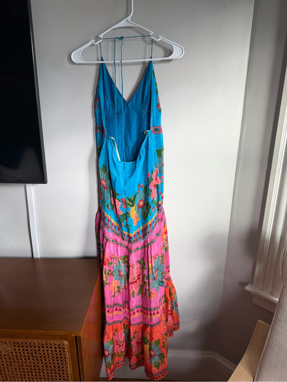 Farm Rio x Anthropologie Halter Tiered Maxi Dress Open Back Printed M - Picture 11 of 11
